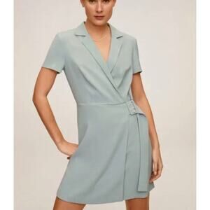 Mango Light Blue Mini Dress